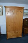 Pine Two Door Wardrobe with Single Drawer