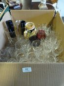 Box Containing Assorted Cut and Coloured Glassware, Stein, etc.