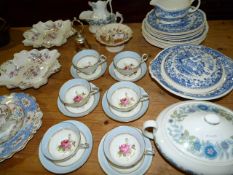 Collection of Decorative China Including Blue and White Dinner Service, Tureens, Cups, Saucers,