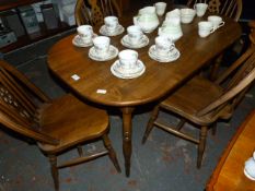 Traditional Style Kitchen Table on Turned Legs with Four Matching Wheelback Chairs