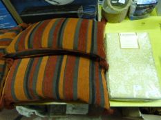 Pair of Luxurious Curtains 168cm Width, 183cm Length and Three Scatter Cushions