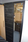 *Black Ash Double Wardrobe with Mirrored Door