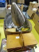 Stainless Steel Anglepoise Lamp, Assorted Chrome Plated Ware, Sewing Box, etc.