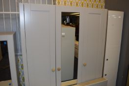 *Grey Triple Wardrobe Mirrored Middle Door