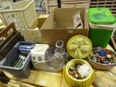 Mixed Lot Including Sewing Boxes, Food Processor, Decorative Glassware, Ice Box, etc.