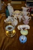 Kunda Clock, Set of Jugs, Teapot, Dog Ornament and Vases