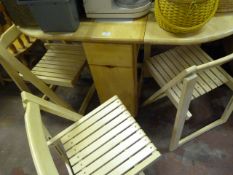 Beech Gate Legged Table with Tile Top and THree Folding Chairs
