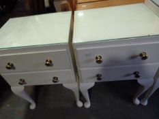 Pair of White Bedside Cabinets on Cabriole Legs