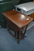 Small Oak Drop Leaf Table on Barley Twist Legs