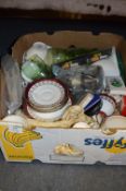 Box Containing Part Tea Sets, Ornaments, Jug and Glassware, etc.