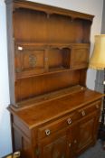 Oak Welsh Dresser with Rose Carved Panels