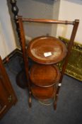 Mahogany Three Tier Folding Cake Stand