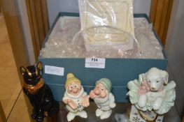 Lenox Glass Bowl, Disney Dwarves, Cat and Dog in Bag