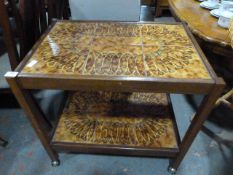 1970's Two Teir Tiled Top Dinner Trolley