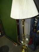 Brass and Glass Standard Lamp with Shade