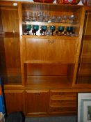 Teak Wall Unit with Glazed Doors