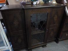 Oak Sideboard with Leaded Glass Door