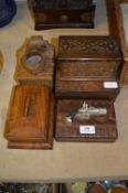 Four Wooden Trinket Boxes and a Novelty Cigarette Box
