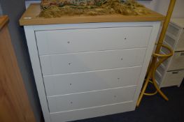 *White Four Height Light Oak Topped Chest of Drawers