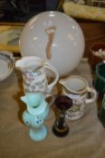 Marling Jug, Two Victorian Glass Vases and a Jug