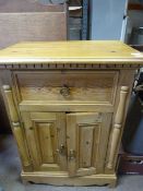 Pine Storage Unit with Drawer and Cupboard