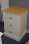 *Cream Three Drawer Chest with Light Oak Top