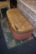 Pink Wicker Ottoman