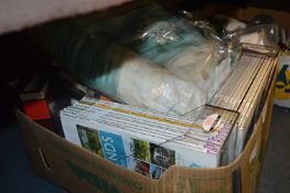Box of Gardeners World Magazines and Two Pairs of Curtains
