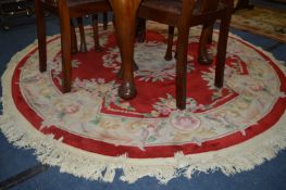 Red Floral Circular Rug