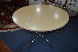 Beech Effect Circular Dining Table on Chrome Legs