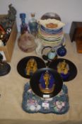 Decorative Plates, Coloured Glassware, Vases and Egyptian Plates, etc.