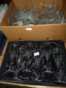 Box Assorted Glassware Including a Set of Six Thomas Webb Cut Glass Flutes, etc.