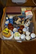 Box Containing Ornaments, Miniature Animals, Egg Cups and Cutlery