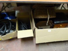Four Boxes Containing Vacuum Cleaners, Telephone Tables, etc.