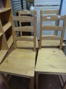 Four Pine Ladder Back Chairs
