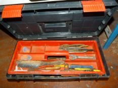 Plastic Toolbox Containing Assorted Hand Tools