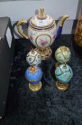 House of Faberge Musical Eggs and Teapot