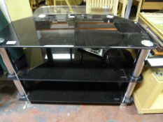 Black and Chrome Three Teir TV Unit