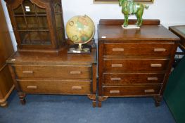 Oak Four Height Chest of Drawers and a Two Drawer Chest