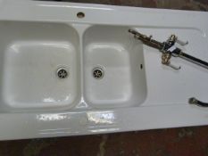 Bowl and a Half Ceramic Kitchen Sink with Swan Neck Tap