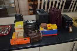 Vintage Cameras, Slide Projector, Lenses and Cases