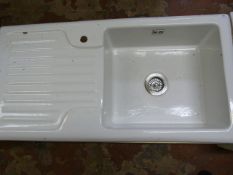 White Ceramic Sink with Left Hand Drainer