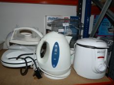 Assorted Electrical Household Appliances Including Mini Fryer, Kettle, Iron, Steamer, Sandwich