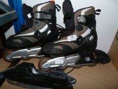 Pair of Size:3/4 Roller Blades with Ice Skate Attachments