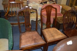 Pair of Mahogany Leather Seated Dining Chairs