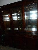 Fine Quality Reproduction Mahogany Mirrored Back Display Unit with String Inlaid Detail