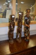 Three Carved Wood African Figurines