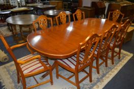 Walnut Extending Dining Table with Six Dining Chairs and Two Carvers