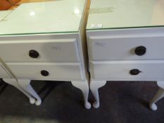 Pair of White Bedside Cabinets on Cabriole Legs