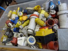 Box of Assorted Three Phase and Single Phase Electrical Sockets and Plugs